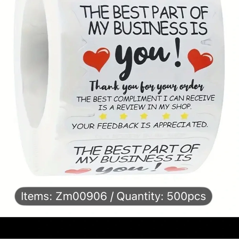 500 Heart Design Thank You Business Stickers